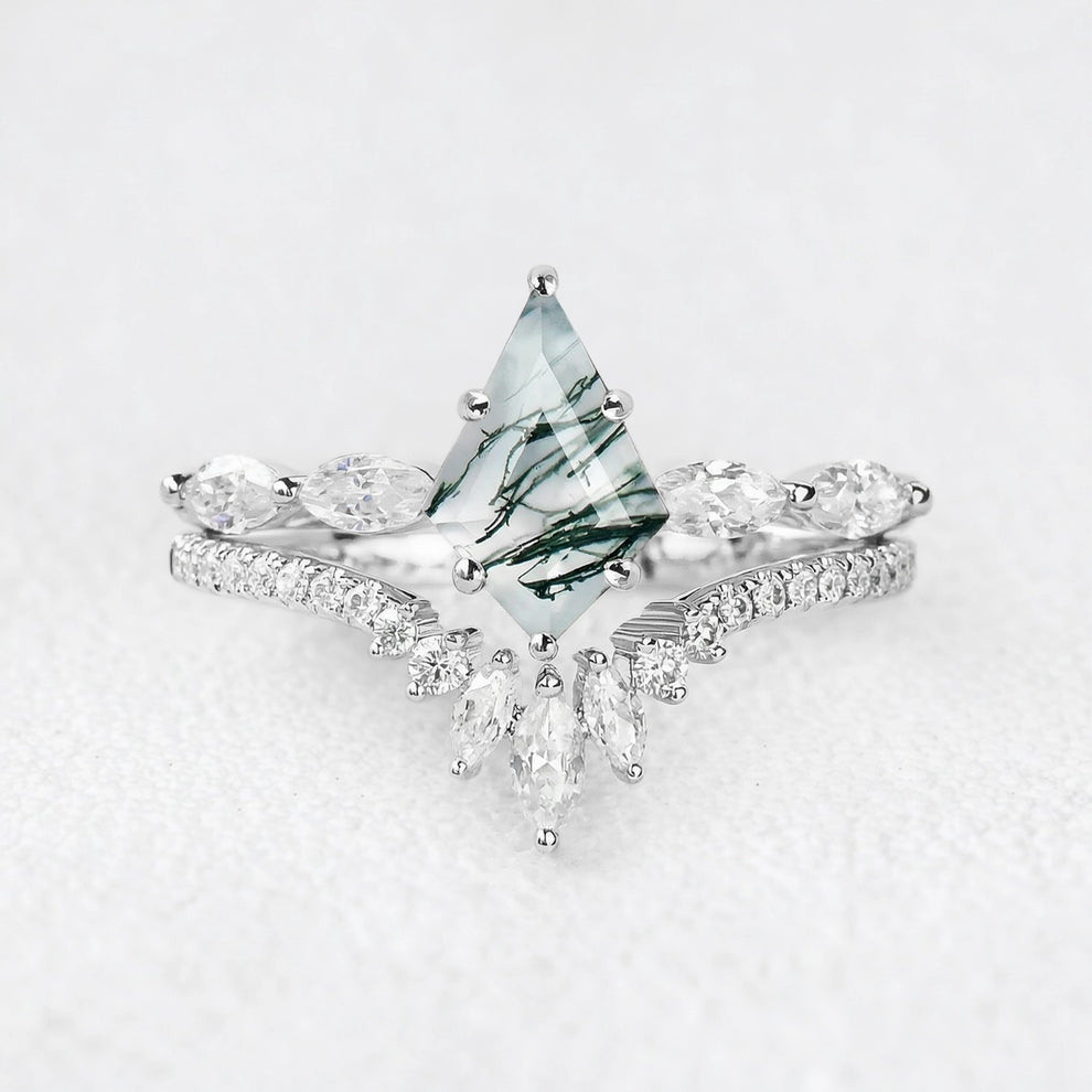 Marguerite’s Grace | Kite Moss Agate Chevron Bridal Duo