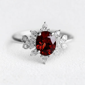 Scarlett’s Midnight | Oval Garnet Engagement Ring.