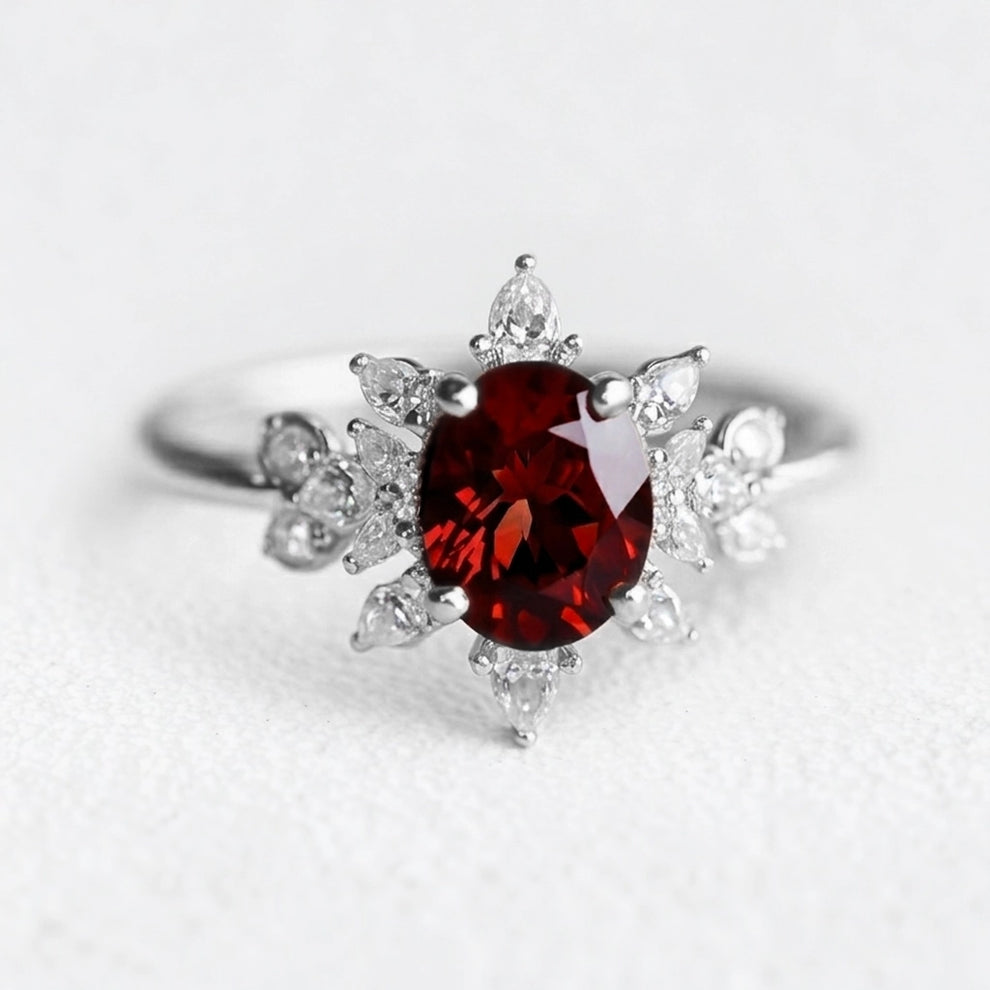 Scarlett’s Midnight | Oval Garnet Engagement Ring.
