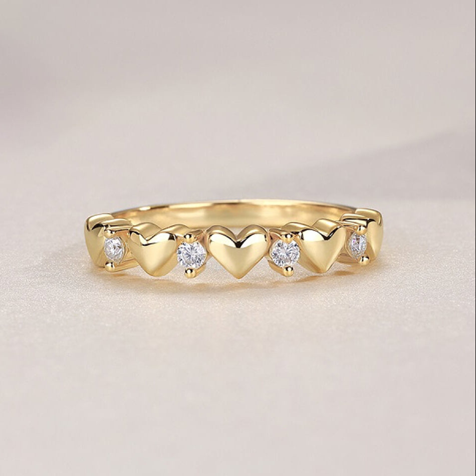 Heart-Shaped Gold Stacking Ring