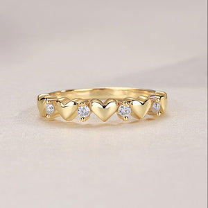 Heart-Shaped Gold Stacking Ring