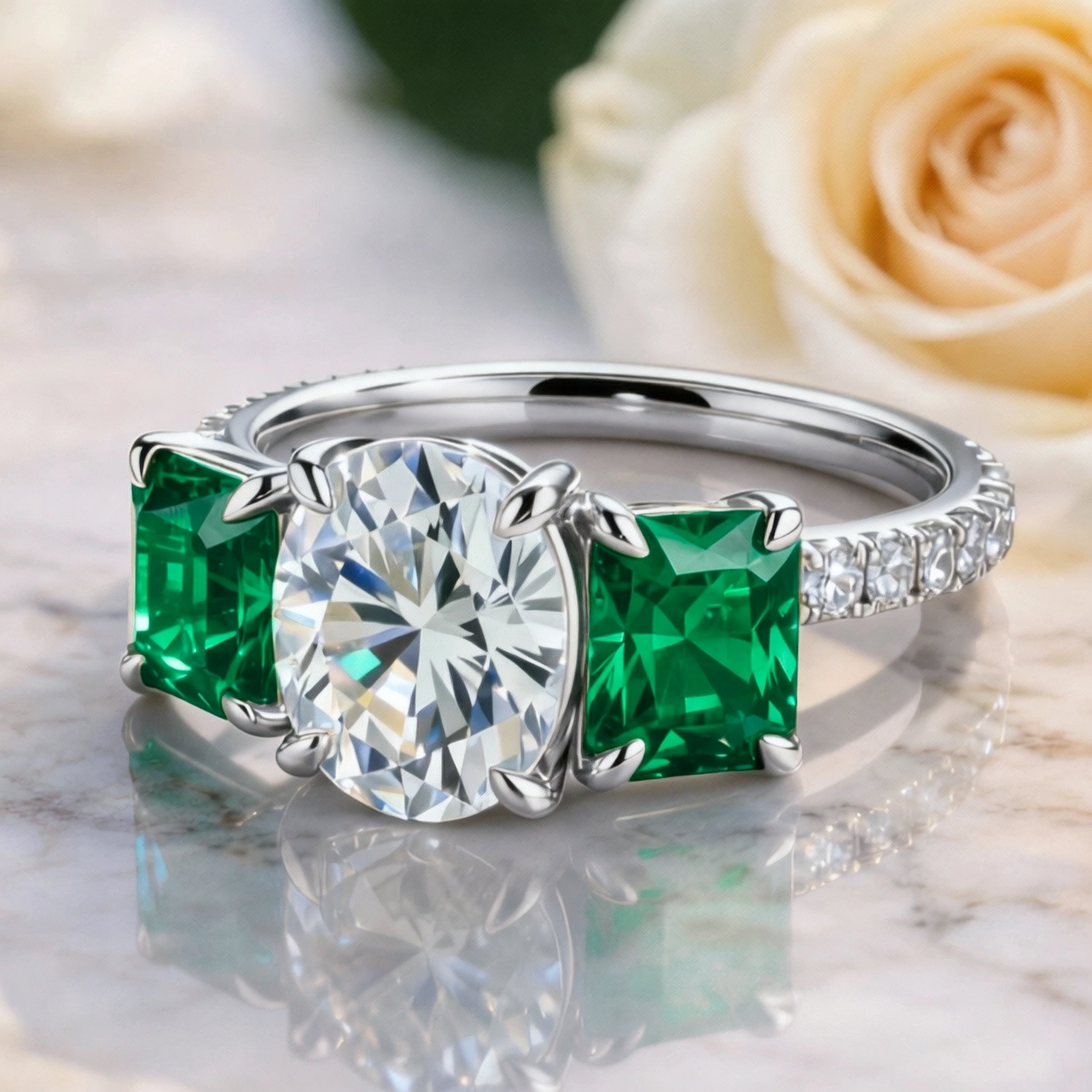 Audrey's Radiance | 2CT Oval Cut Moissanite Ring.