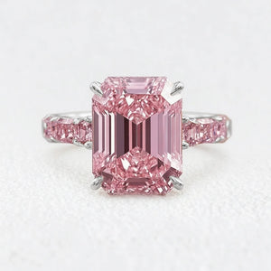 Elara’s Devotion | 3CT Emerald Cut Pink Sapphire Solitaire Engagement Ring