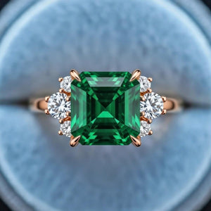 Seren’s Canopy | Enchanted Asscher Cut Green Gemstone Ring.