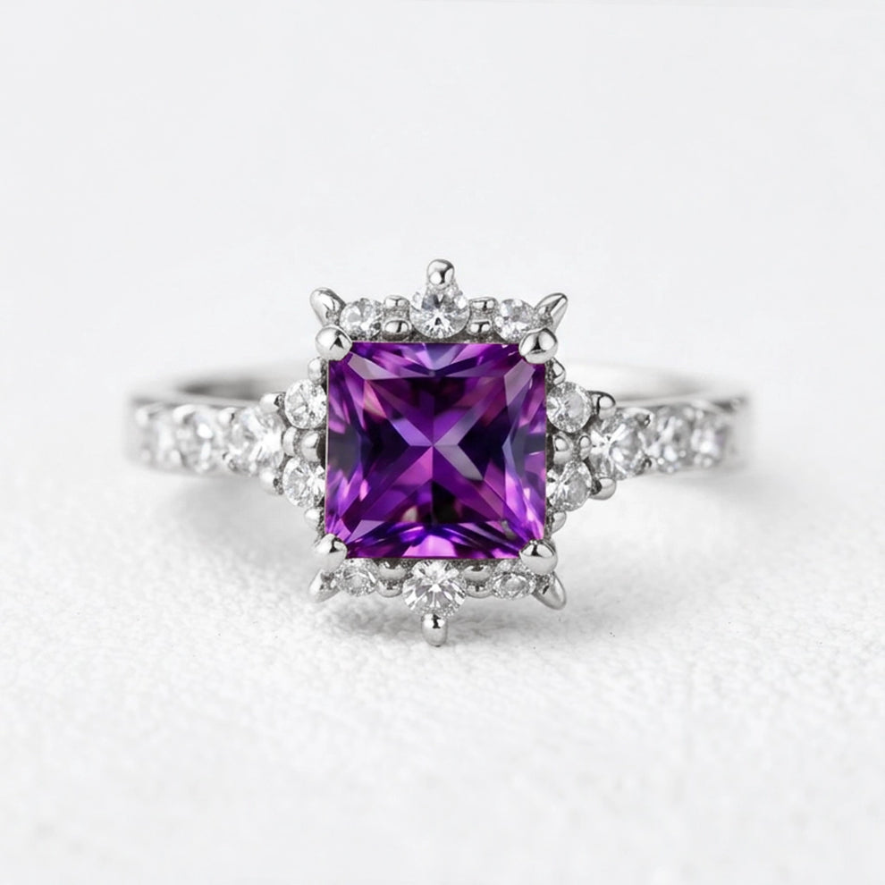 Aurora’s Promise | Princess Cut Purple Sapphire Solitaire Engagement Ring