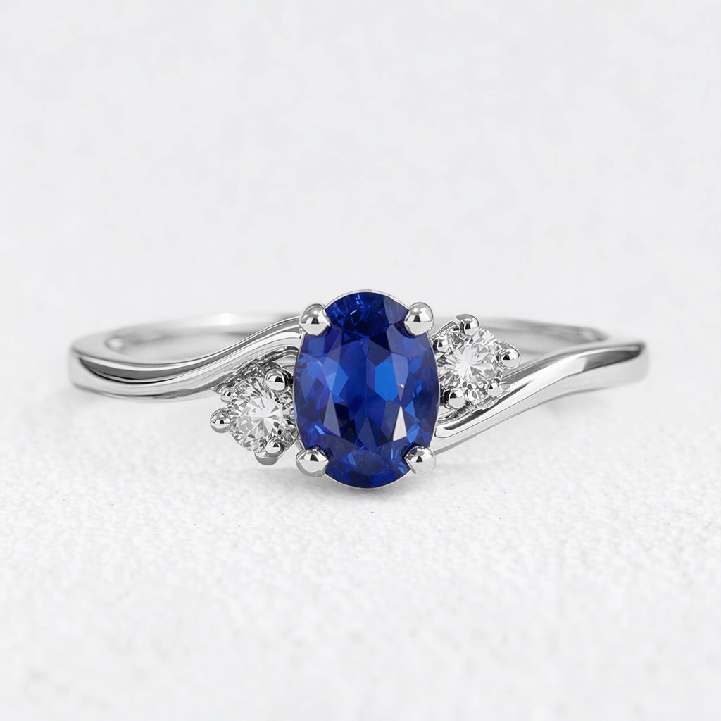 Luna's Curve | Blue Sapphire Vintage Engagement Ring