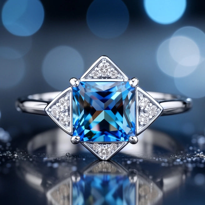 Diana's Grace | 1CT Vintage Princess Cut Blue Sapphire  Ring.