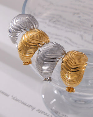 Minimalist Geometric Gold Feather Studs Earrings