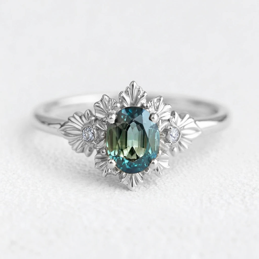 Titania’s Teal | Rare Sapphire Engagement Ring