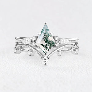 Cordelia’s Grove | Moss Agate Leafy Cluster Bridal Set 2pcs.
