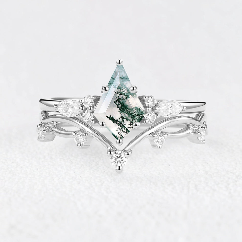 Cordelia’s Grove | Moss Agate Leafy Cluster Bridal Set 2pcs.