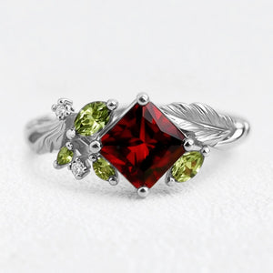 Aurelia’s Vine | Square Garnet Engagement Ring