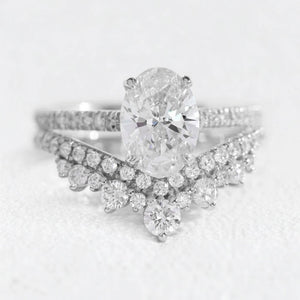 Grace’s Tiara | Vintage Oval Cut Lab Diamond Bridal Set 2pcs