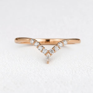 Celine’s Radiance | Round Diamond Half Eternity Chevron Wedding Band