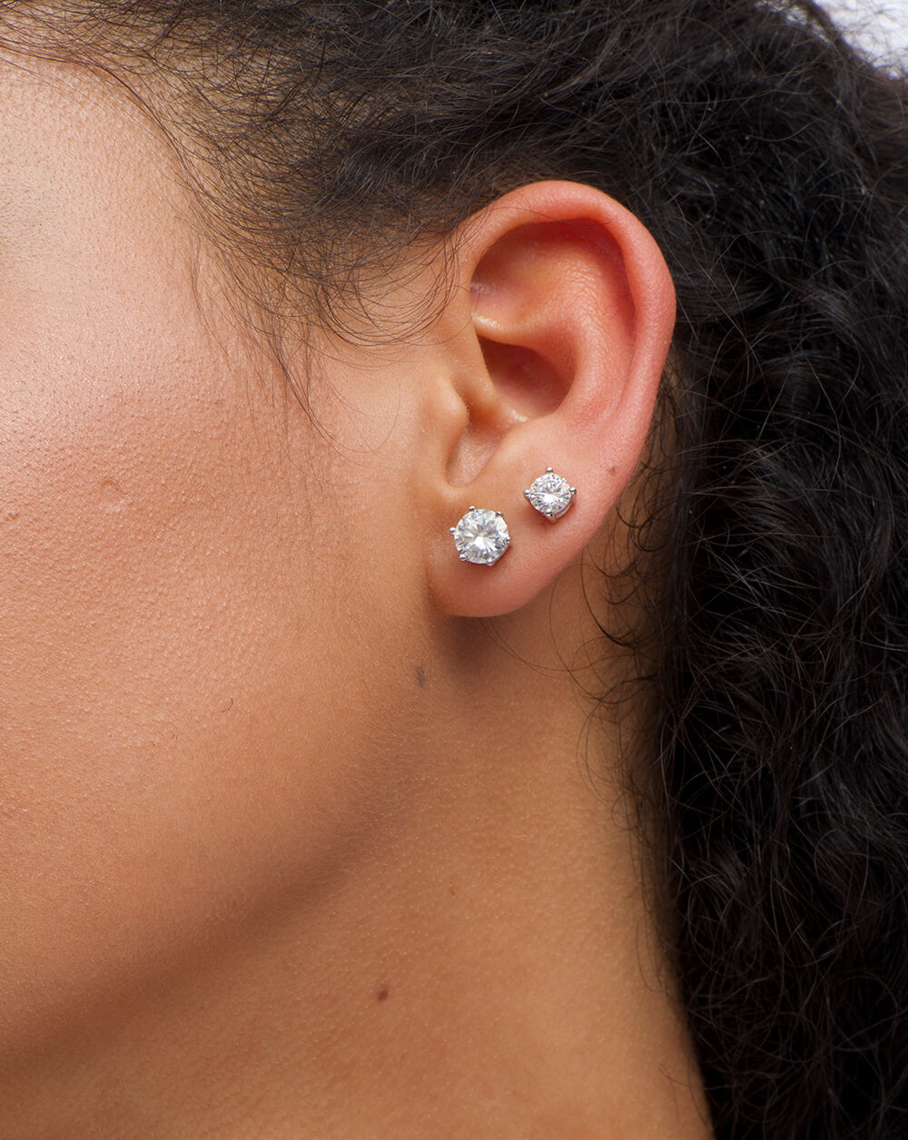 Round 6 Claw Sparkle Silver Moissanite Solitaire Stud Earrings-Unisex