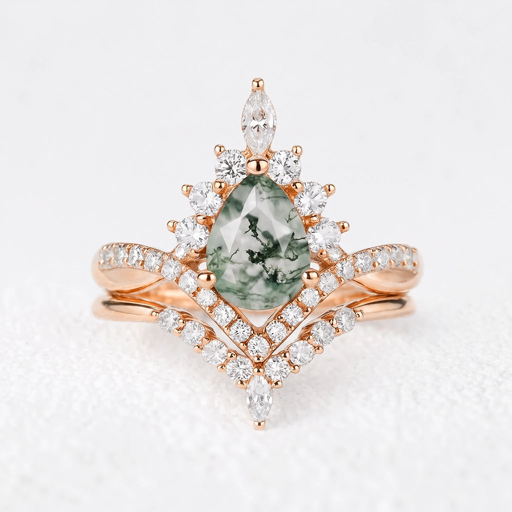 Alexandra’s Heritage | Pear Moss Agate Foliage Bridal Duo