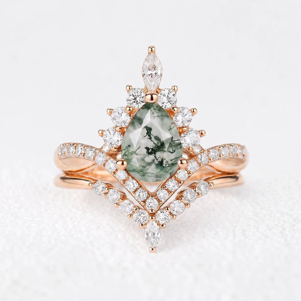 Alexandra’s Heritage | Pear Moss Agate Foliage Bridal Duo