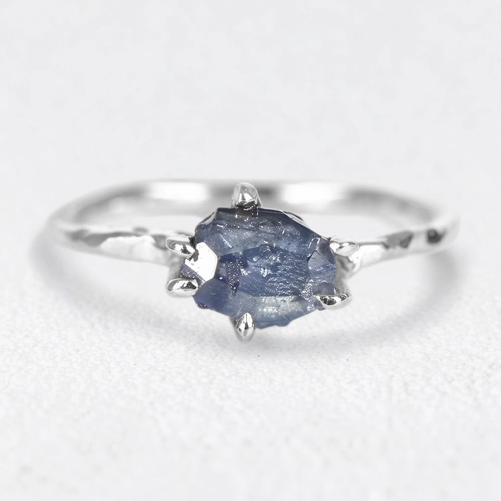 Gaia’s Gem | Organic Raw Sapphire Solitaire Engagement Ring.