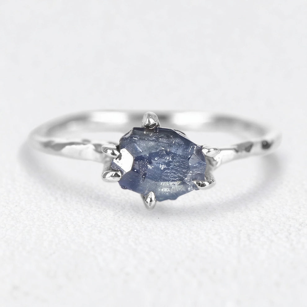 Gaia’s Gem | Organic Raw Sapphire Solitaire Engagement Ring.