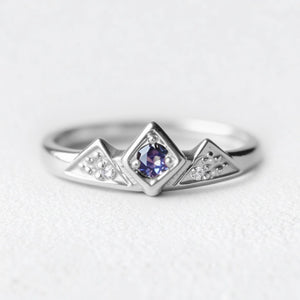 Eclipse Tiara Alexandrite Diamond Ring, Eclipse Tiara Ring, Mountain Wedding Ring.