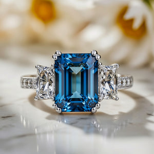 Cleo’s Legacy | 3CT Royal Blue Baguette Sapphire Engagement Ring