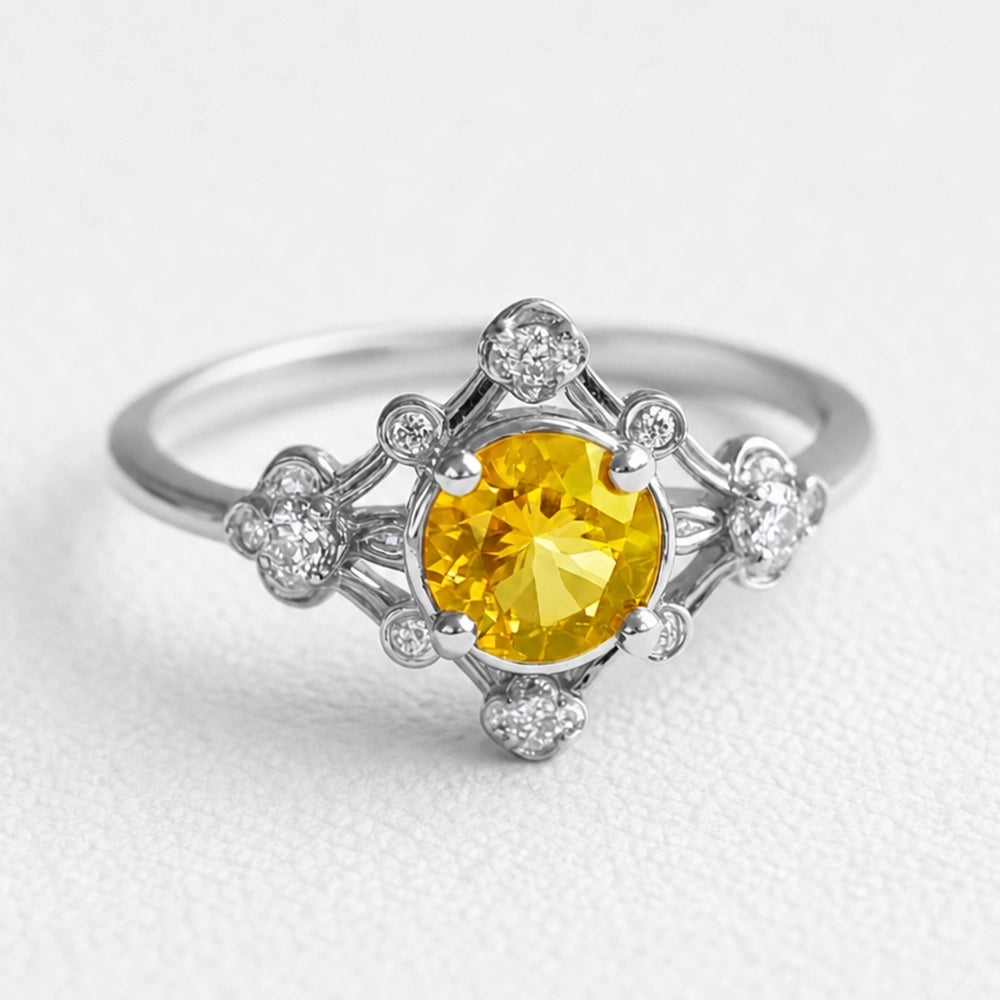 Sophia‘s Sunrise | Oval Cut Natural Yellow Sapphire Engagement Ring.