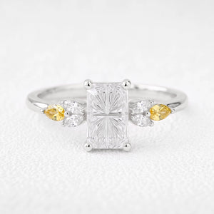 Joséphine’s Parterre | Fantasy-Cut Rectangular White Sapphire Cluster Engagement Ring