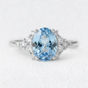 Celeste’s Tide | 2CT Oval Aquamarine Solitaire Engagement Ring