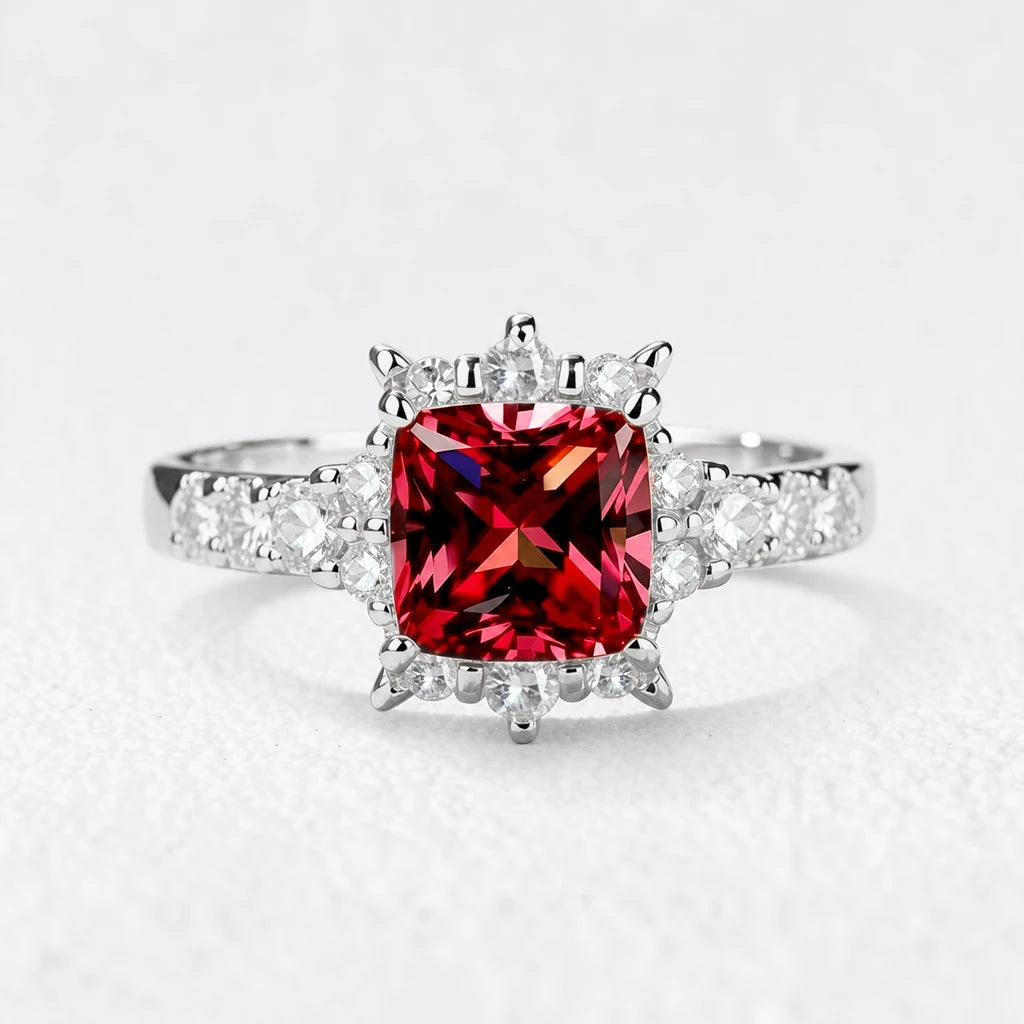 Aurora‘s Cardinal | Princess Cut Ruby Solitaire Ring