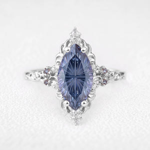 Joséphine’s Aurora | 2CT Fantasy-Cut Marquise Alexandrite Filigree Vintage Engagement Ring