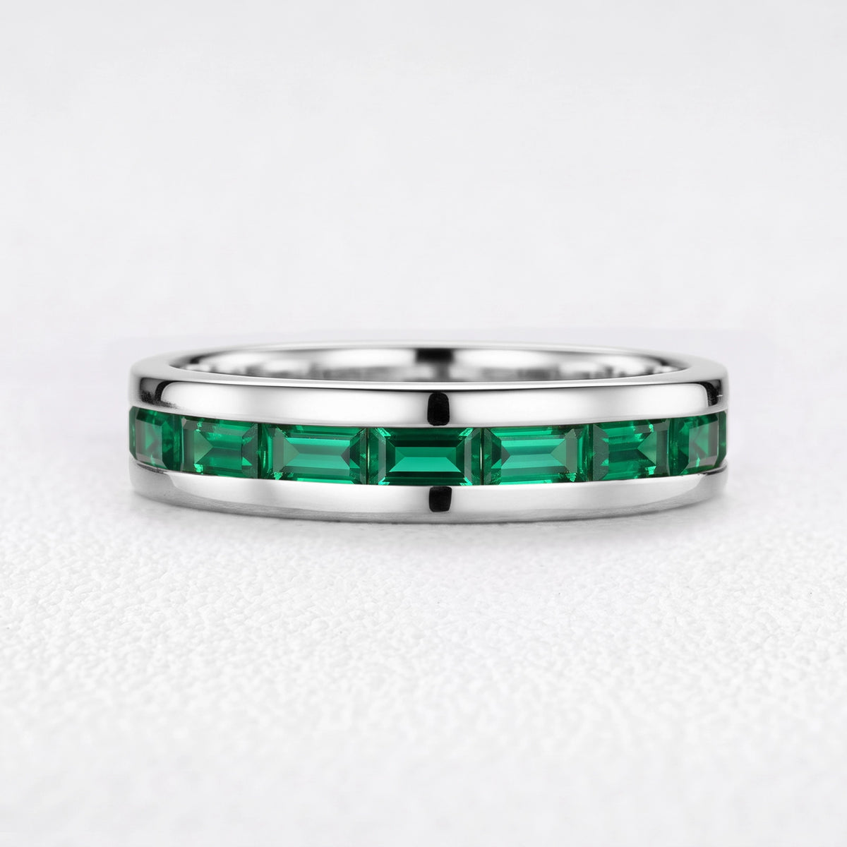 Odysseus’s Evergreen | Half-Eternity Baguette Emerald Men’s Band