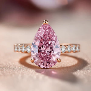 Selene's Blush | 3CT Pear Pink Sapphire Solitaire Pavé Ring