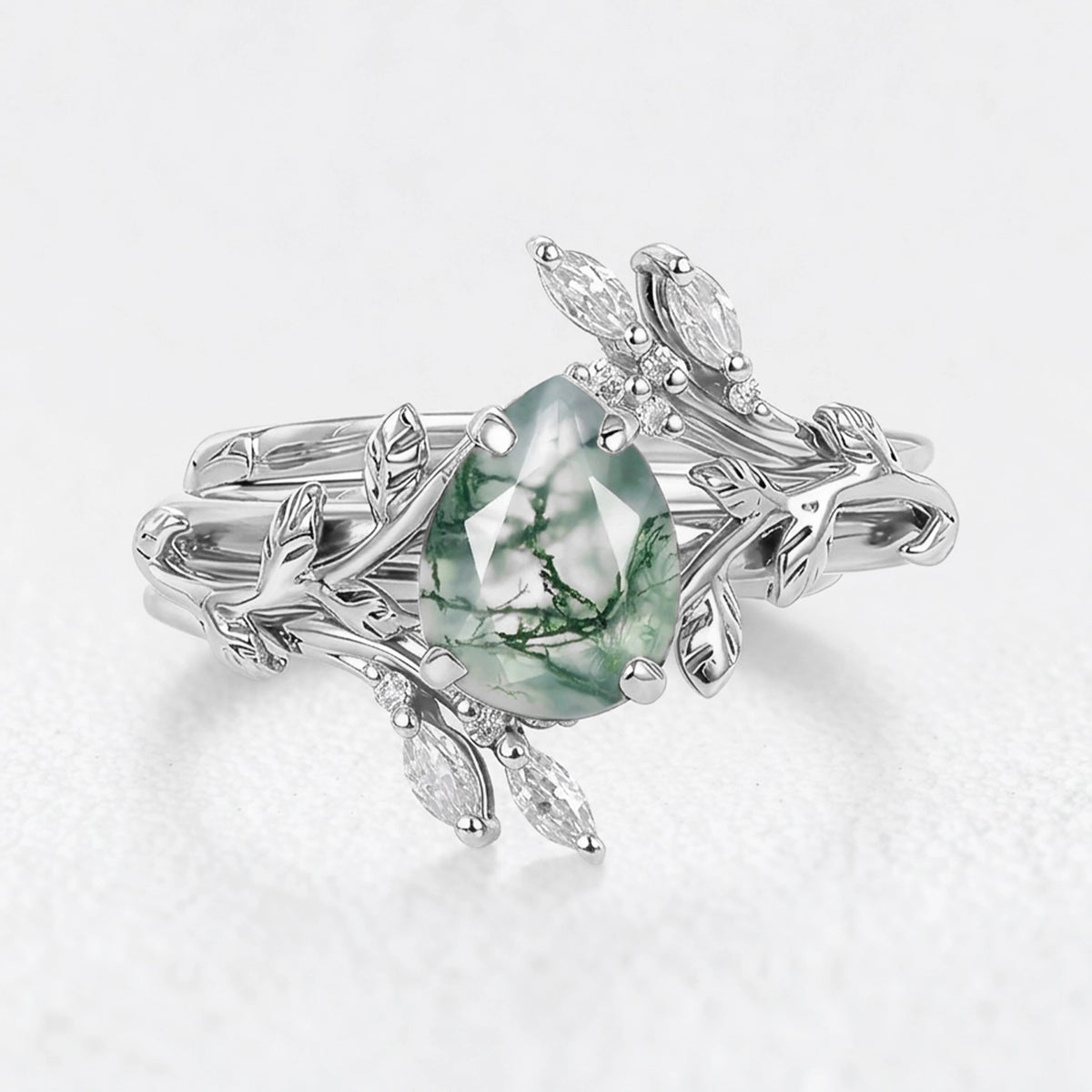 Isadora's Interlace | Pear Moss Agate Foliage Bridal Duo