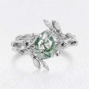 Isadora's Interlace | Pear Moss Agate Foliage Bridal Duo