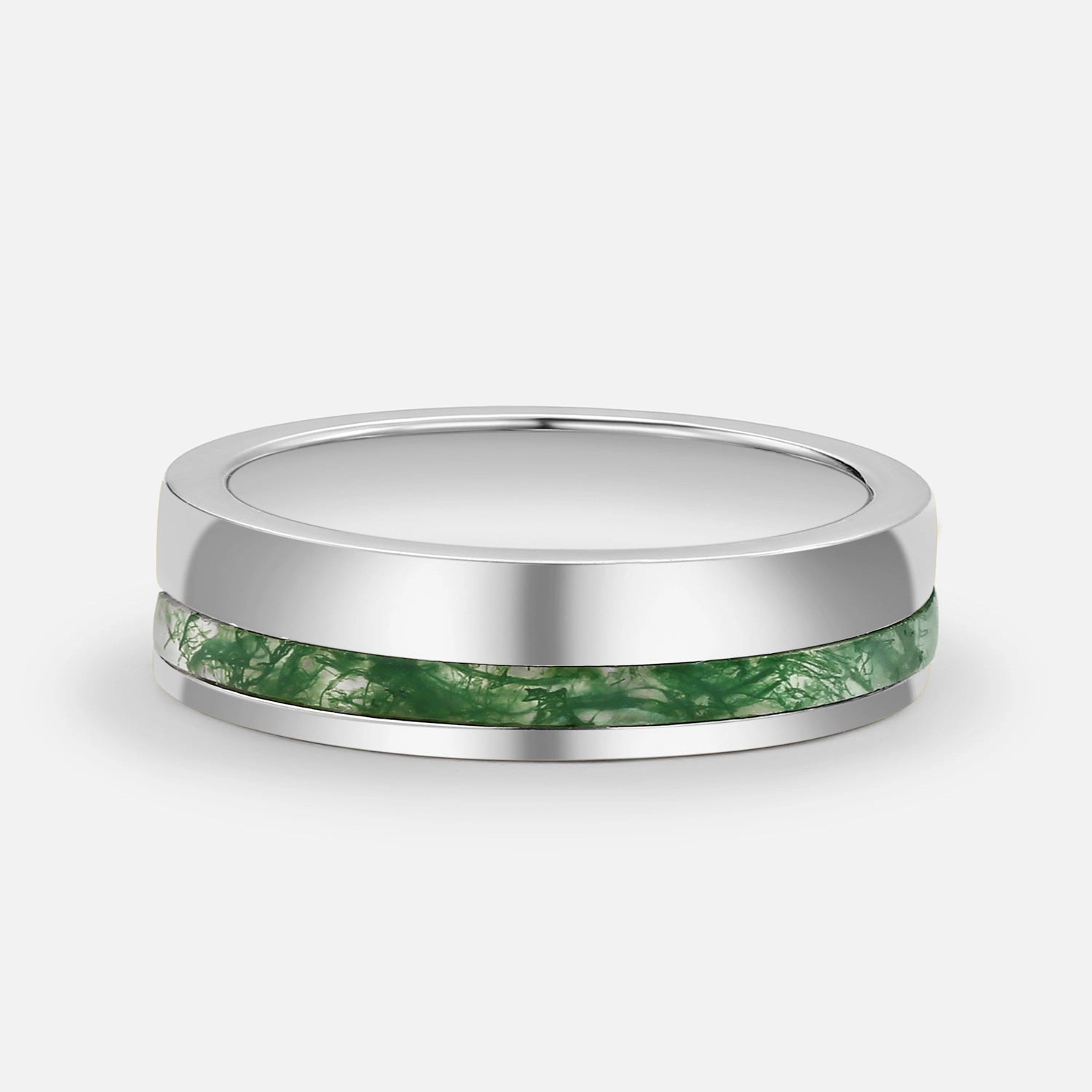 Sylvie’s Bower | Kite Cut Moss Agate Cage Leafy Couple Ring Set 3pcs.