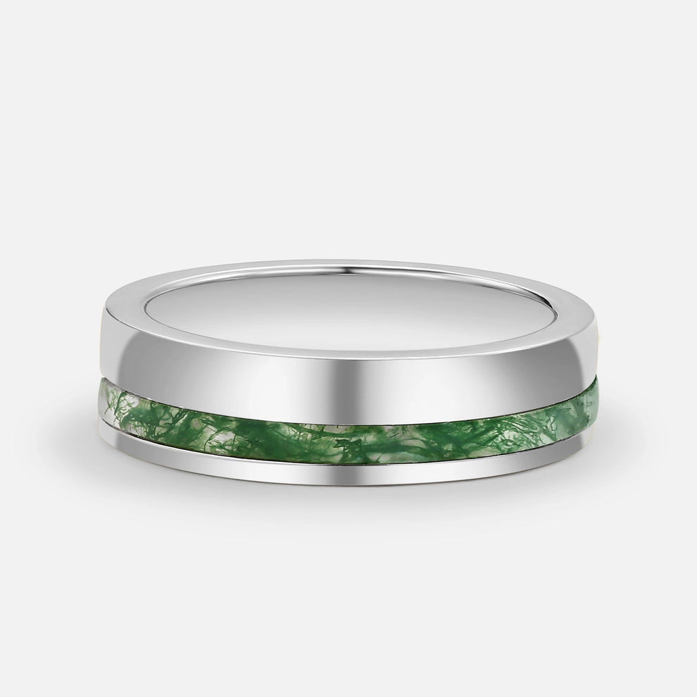 Sylvie’s Bower | Kite Cut Moss Agate Cage Leafy Couple Ring Set 3pcs.