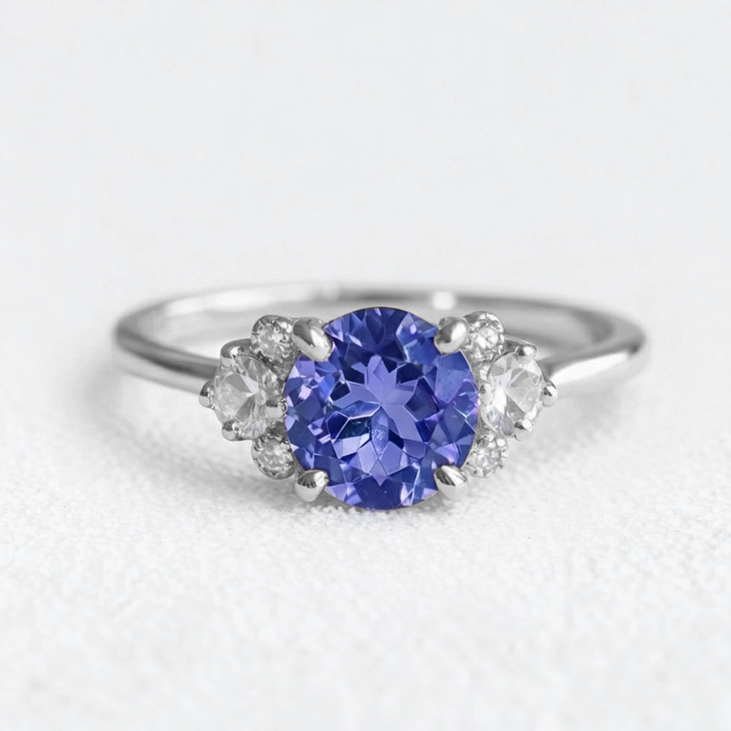 Velvet Twilight | Round Blue-Violet Tanzanite Engagement Ring.