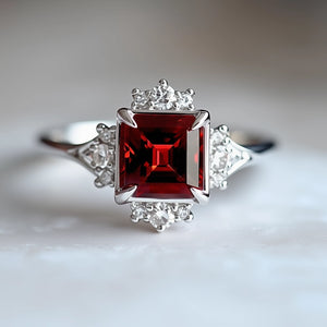 Victorian Hearth | Red Garnet Engagement Ring.