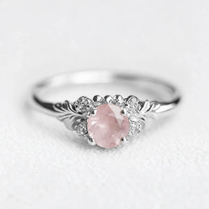 Luna’s Blush | Round Cut Rose Quartz Engagement Ring