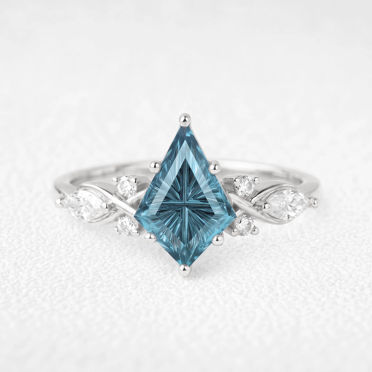 Livia’s Zephyr | Kite Fantasy-Cut London Blue Topaz Vintage Engagement Ring