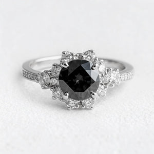 Marina’s Nocturne | Round Black Diamond Halo Engagement Ring