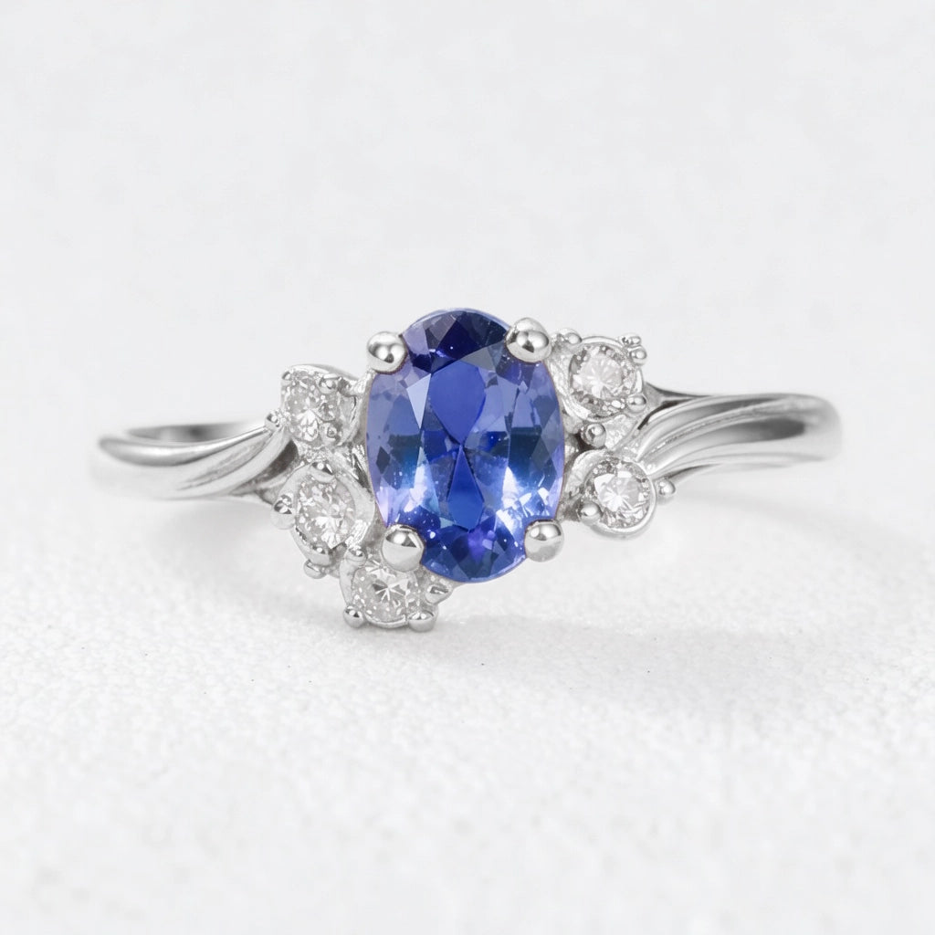 Vintage Twine | Oval  Blue Sapphire Solitaire Ring