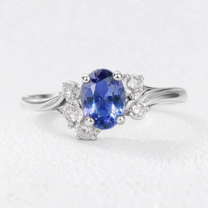 Vintage Twine | Oval  Blue Sapphire Solitaire Ring