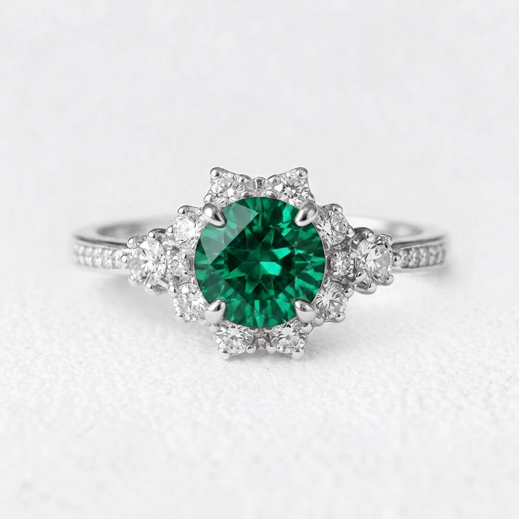 Aria’s Breeze | Round Green Sapphire Engagement Ring