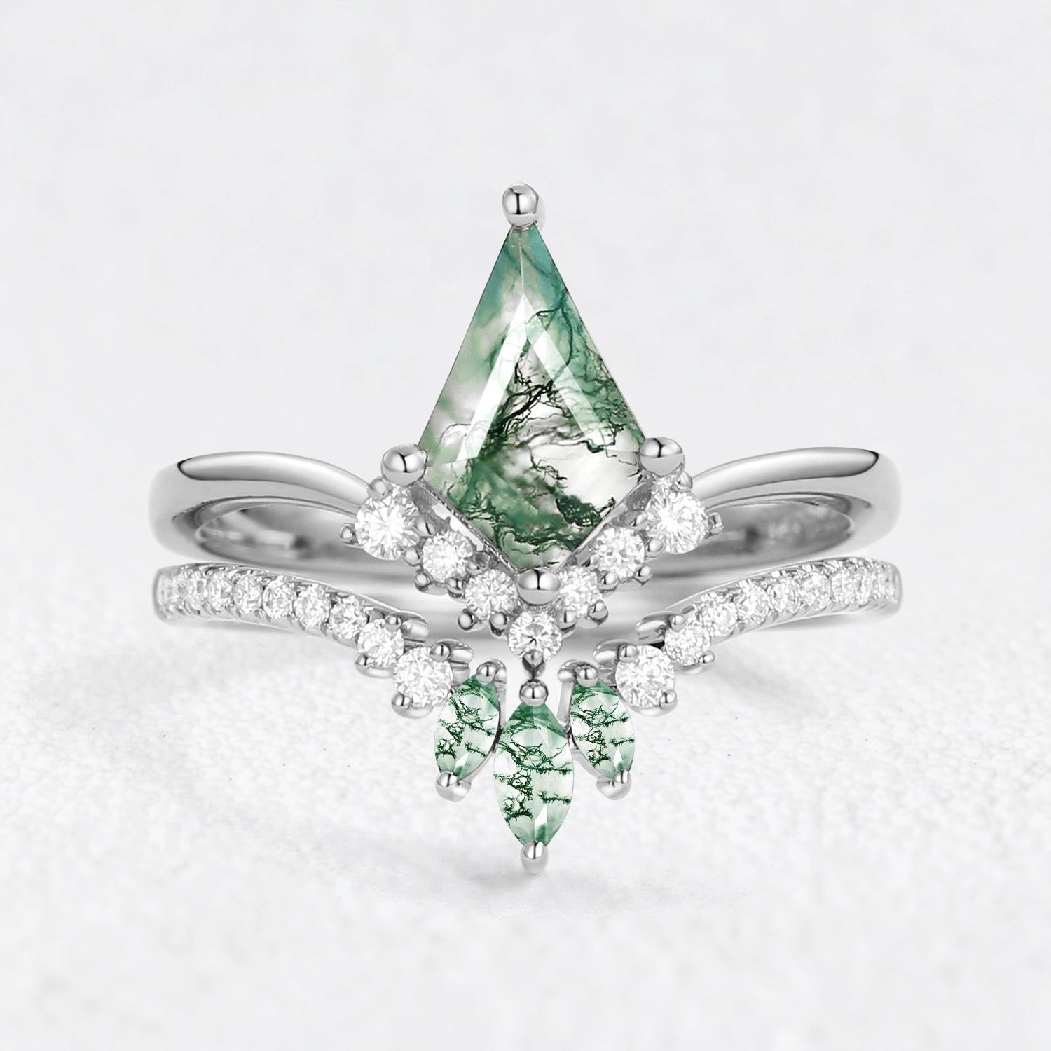 Hazel‘s Wildwood | Kite Moss Agate Chevron Bridal Duo