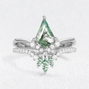 Hazel‘s Wildwood | Kite Moss Agate Chevron Bridal Duo