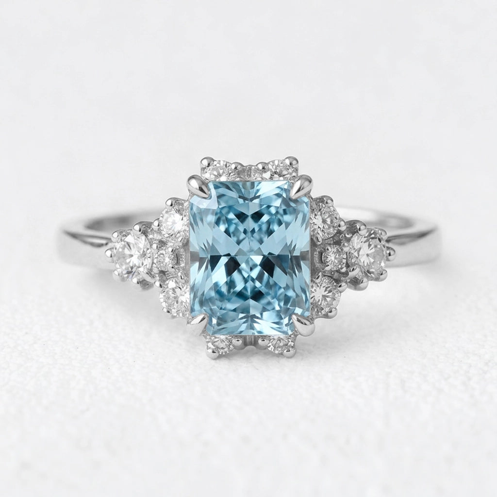 Seraphina’s Radiance | 2CT Radiant Cut Sapphire Engagement Ring