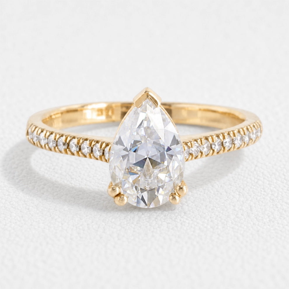 Grace’s Solitaire | 1.7CT Pear Cut Lab Diamond Engagement Ring.