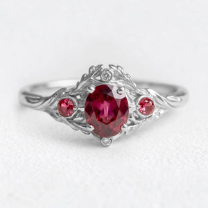 Rosalind’s Vine | Oval Ruby Vintage Engagement Ring.