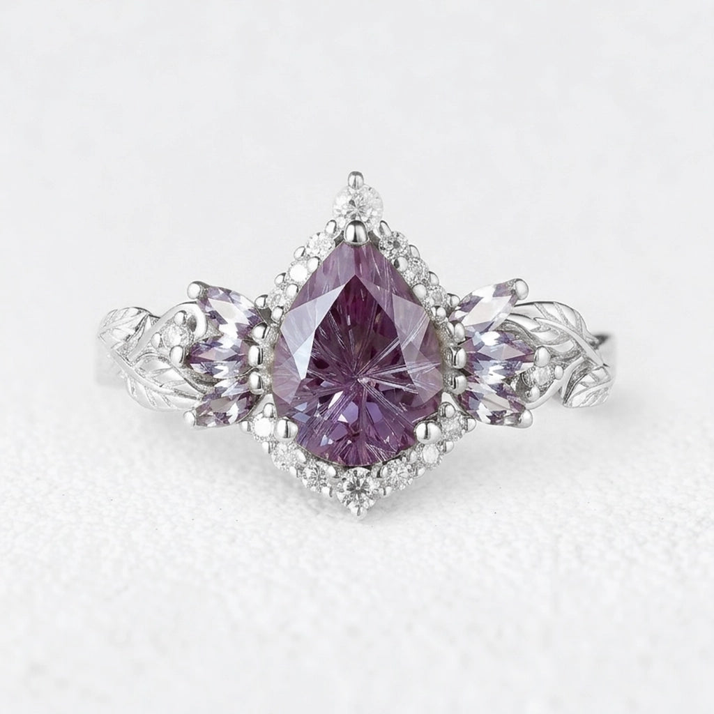Lyra's Mirage | Vintage Sparkle Cut Alexandrite Halo Engagement Ring